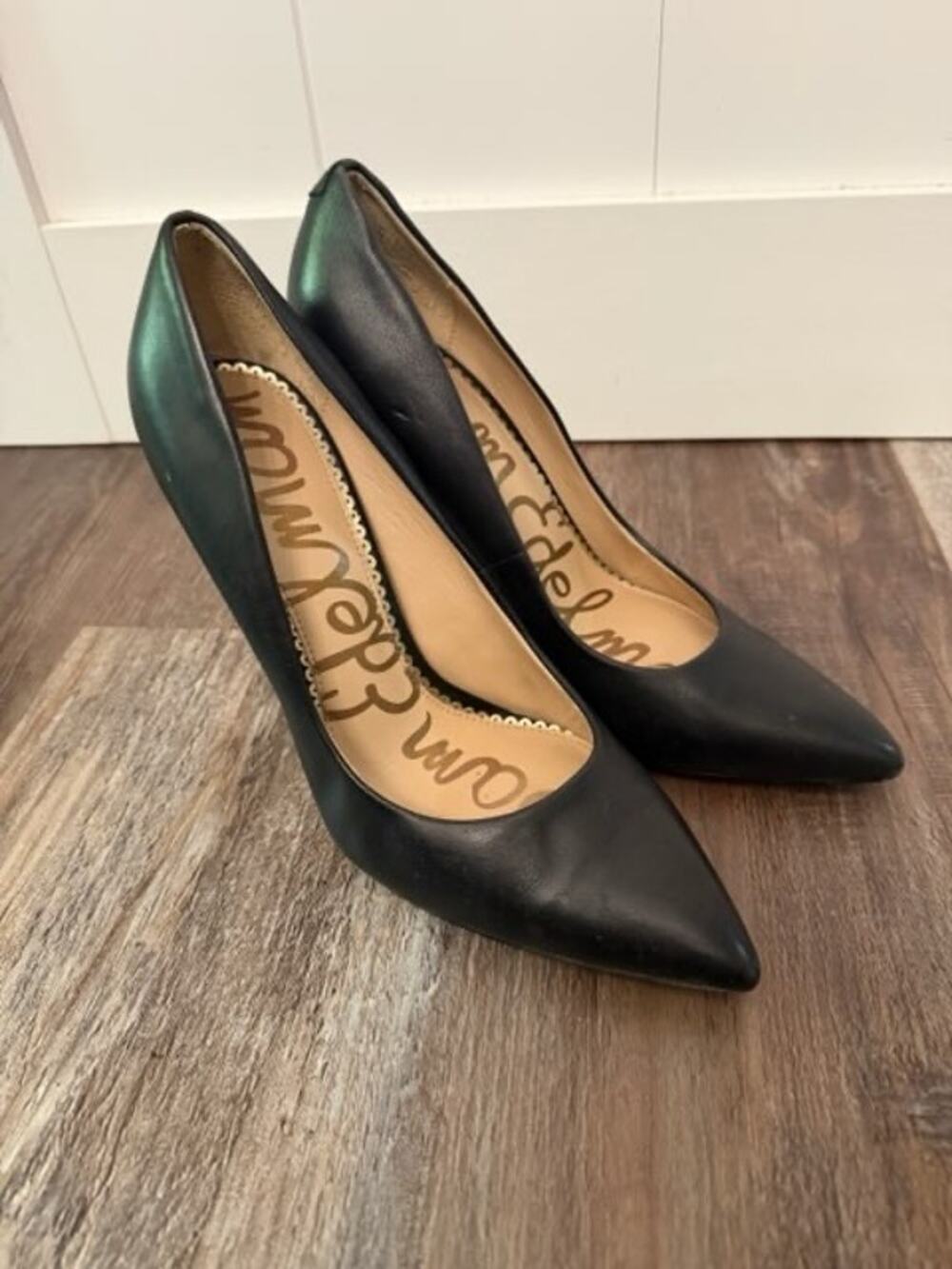 Sam Edelman Stiletto Danna Pointed Toe Heel in black leather Womens 7.5 EUC